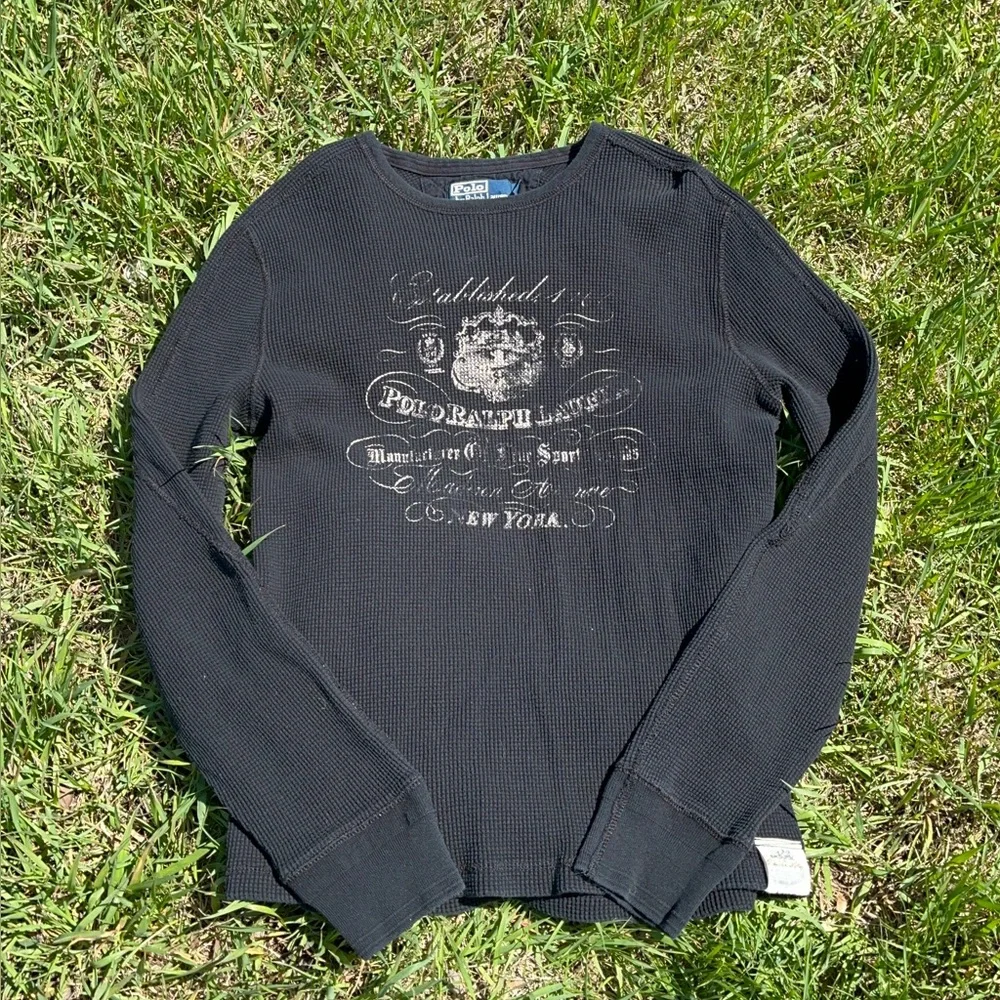 Polo Ralph Lauren Black Graphic Sweater womens large with antique vintage design - Picture 2 of 5